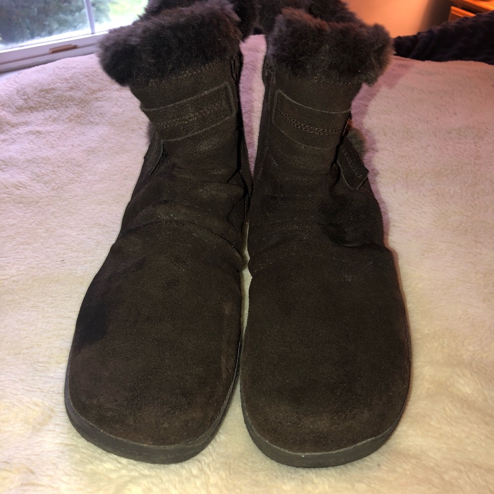 Bare Traps brown suede & faux fur ankle boots 8.5M